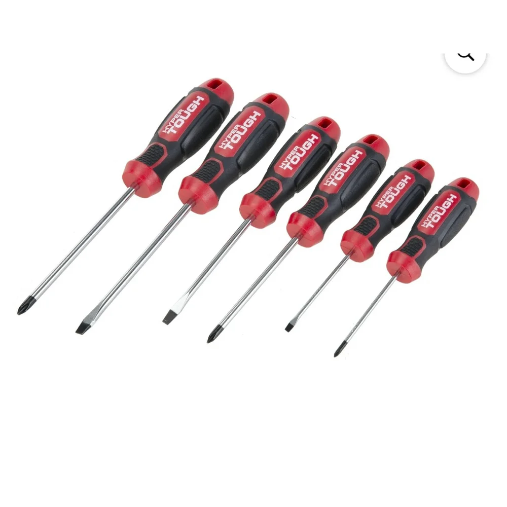 NEW Hyper Tough 6-Piece Screwdriver Set Red Black One Size